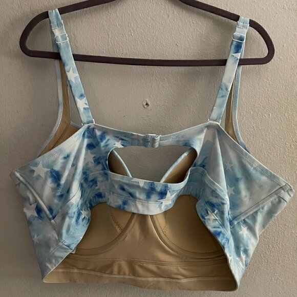 Old Navy Blue Stars Tie Dye Long Line Underwire Bralette Swim Top/Size 4XL PLUS - Picture 2 of 3